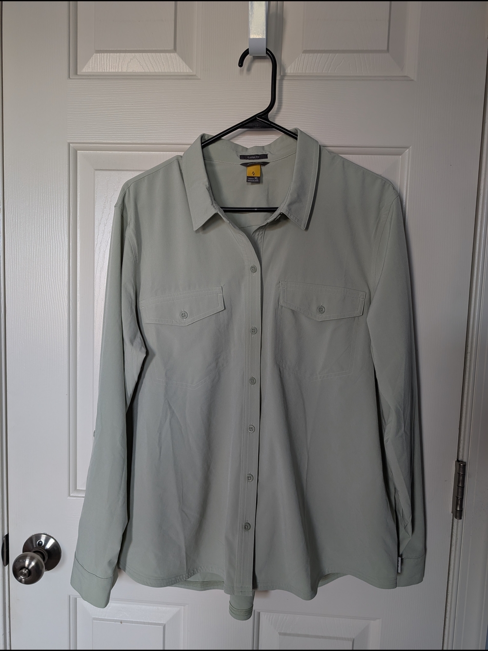 Eddie Bauer Light Sage Green Travex Button-Down Shirt